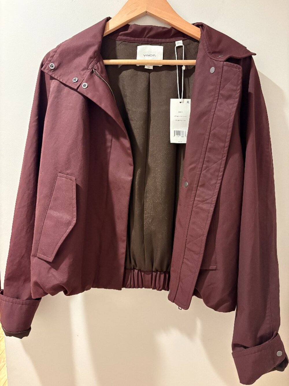 Vince Funnel Neck Zip Front Cotton-Blend Jacket